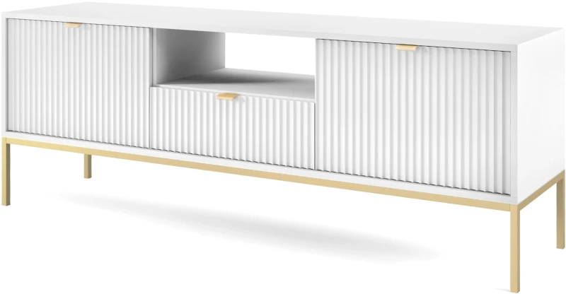 Szafka RTV Nova 154cm biała złoty stelaż