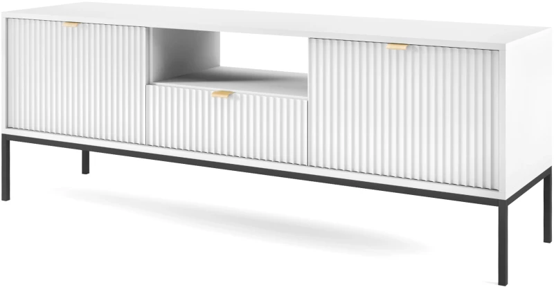 Szafka RTV Nova 154cm biała czarny stelaż