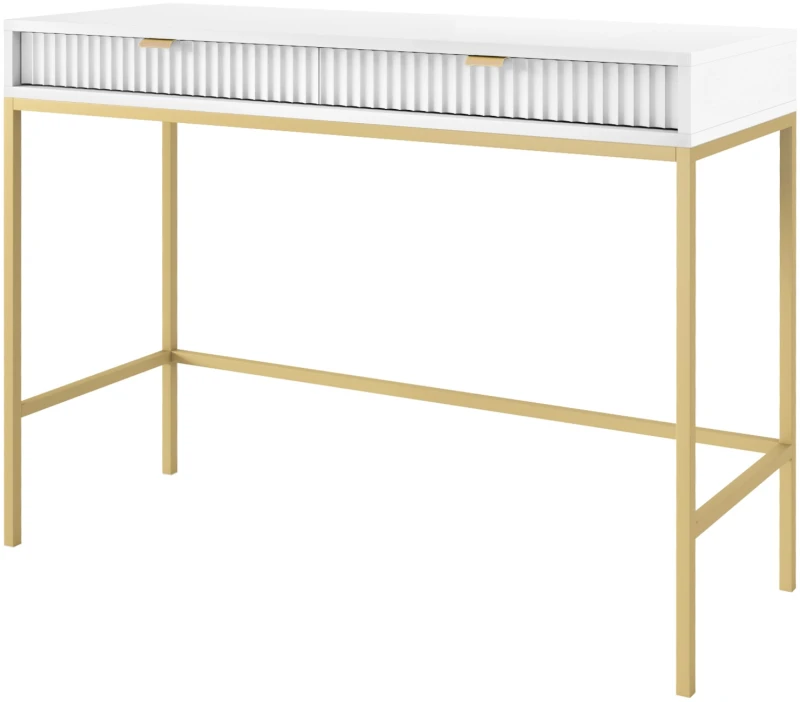 Toaletka Nova 104 cm z szufladami biała złoty stelaż