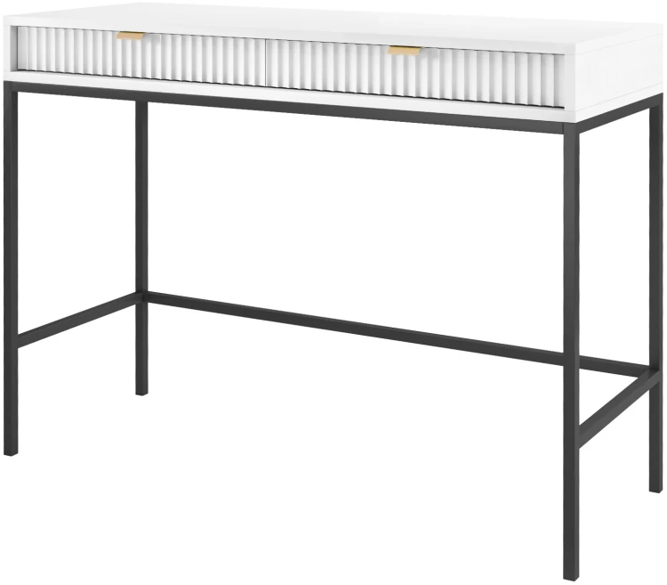 Toaletka Nova 104 cm z szufladami biała czarny stelaż