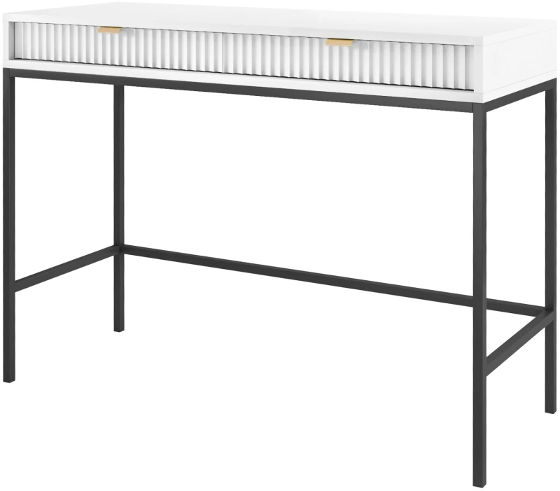 Toaletka Nova 104 cm z szufladami biała czarny stelaż