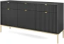 Komoda Nova 154cm czarna złoty stelaż