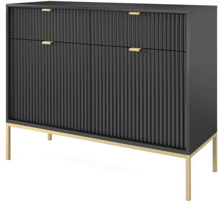 Komoda Nova czarna 104 cm złoty stelaż
