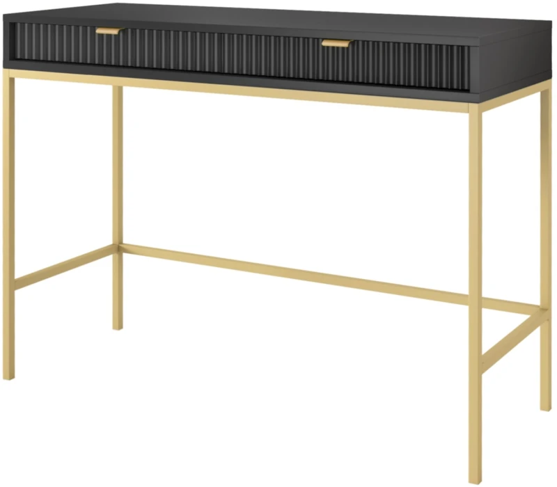 Toaletka Nova z szufladami czarna złoty stelaż