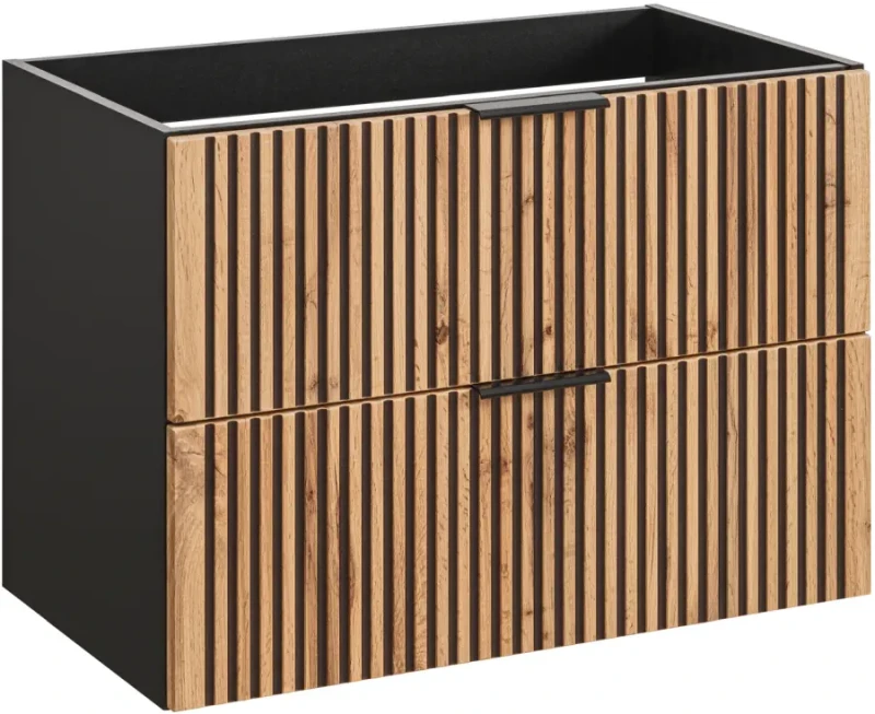 Szafka pod umywalkę 80 cm Xilo czarny / dąb wotan