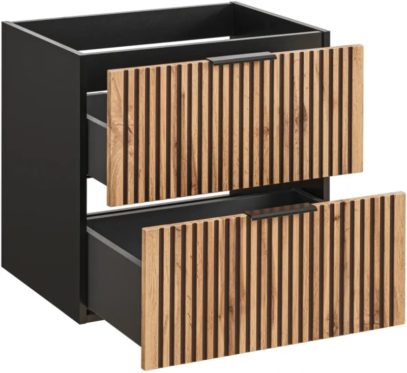 Szafka pod umywalkę 60 cm Xilo czarny / dąb wotan