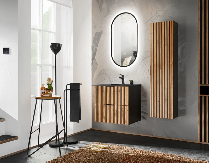 Słupek wysoki Xilo czarny / dąb wotan