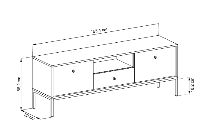 Szafka RTV Mono 154 cm beż piaskowy wymiary