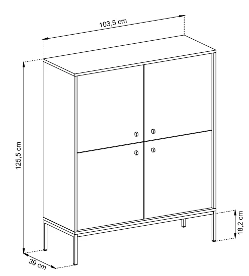 Komoda Mono 104 cm beż piaskowy wymiary
