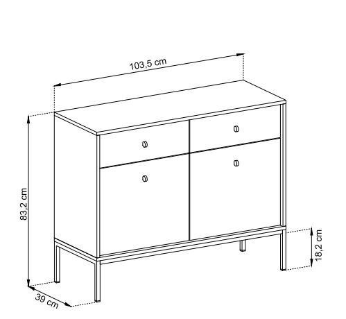 Komoda Mono 104 cm wąska beż piaskowy wymiary