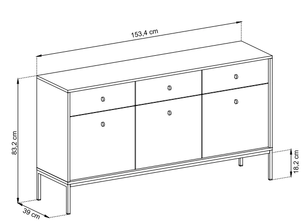 Komoda Mono 154 cm szeroka beż piaskowy wymairy