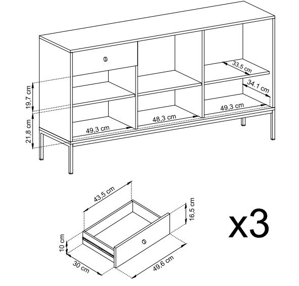 Komoda Mono 154 cm szeroka beż piaskowy wymiary