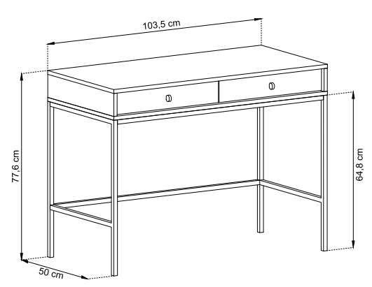 Toaletka Mono z szufladami 104 cm beż piaskowy wymiary