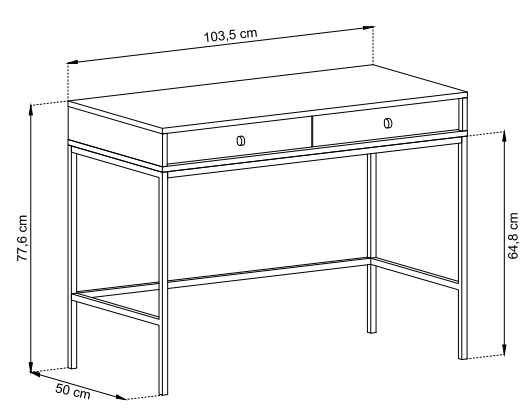 Toaletka Mono z szufladami 104 cm beż piaskowy wymiary