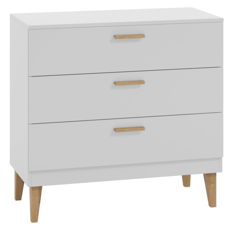 Komoda biała KUBI 3 szuflady
