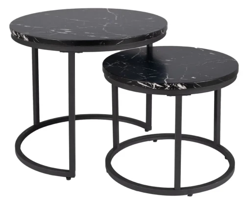 Zestaw stolików Amaro czarny efekt marmuru