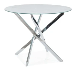 Stół Agis biały efekt marmuru/chrom 90 cm