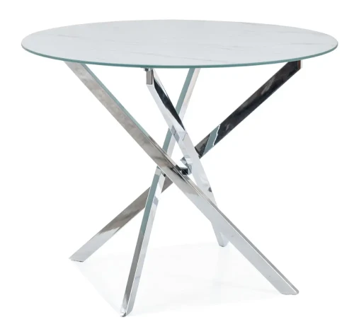 Stół Agis biały efekt marmuru/chrom 90 cm