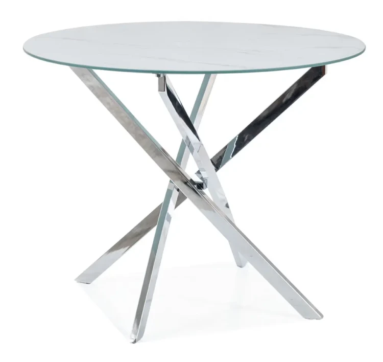 Stół Agis biały efekt marmuru/chrom 90 cm