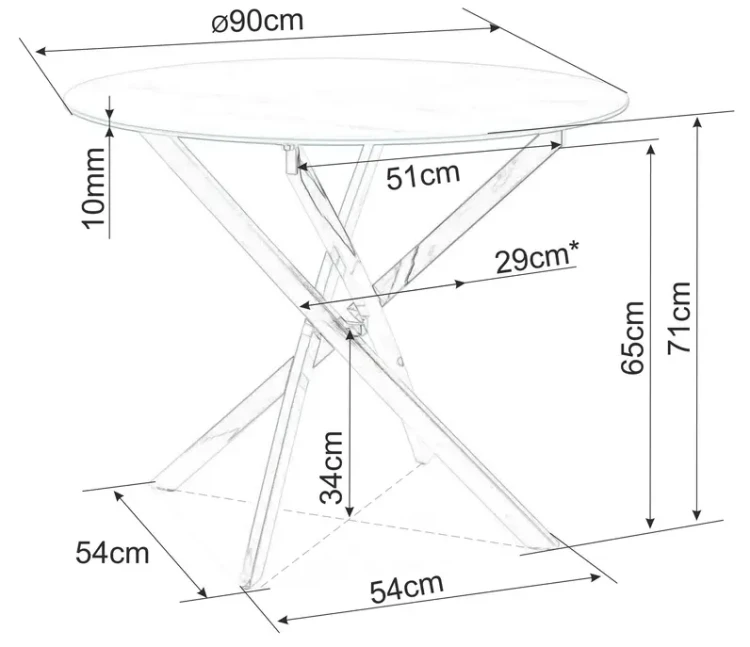 Stół Agis biały efekt marmuru/chrom 90 cm