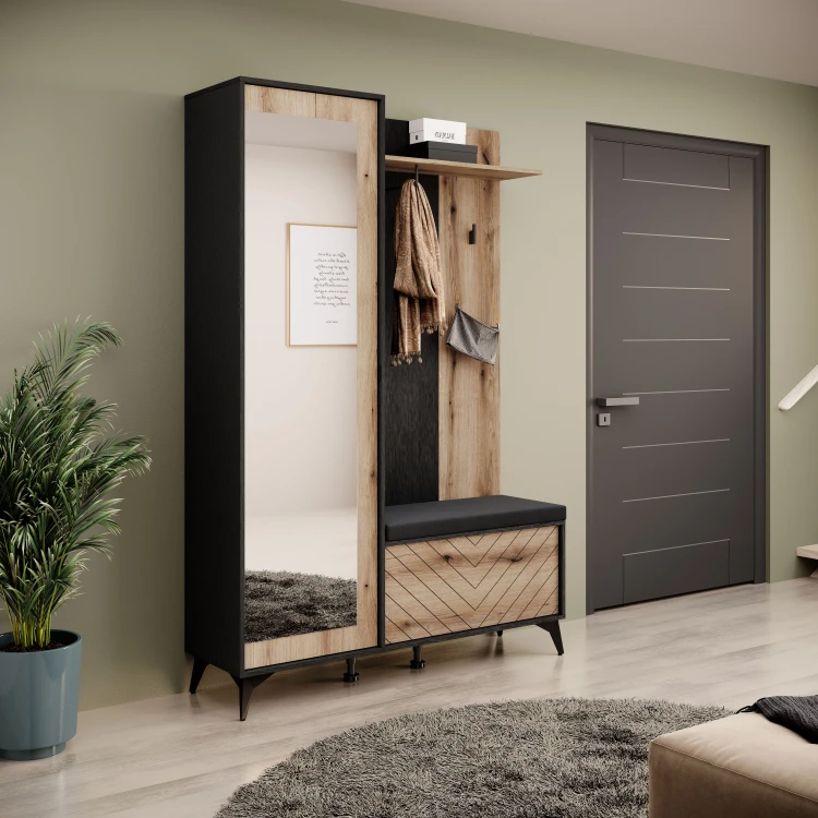 Garderoba Diamond czarny / dąb evoke
