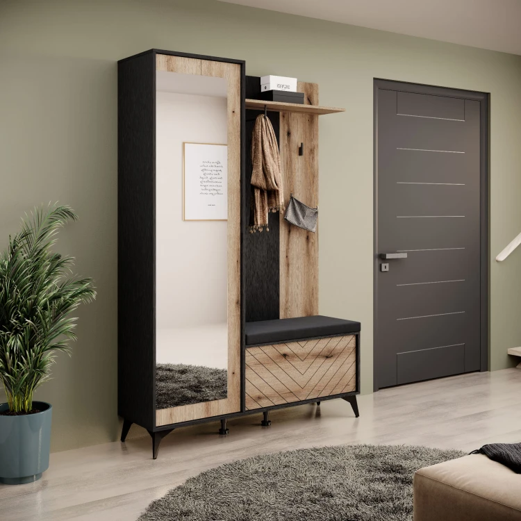 Garderoba Diamond czarny / dąb evoke
