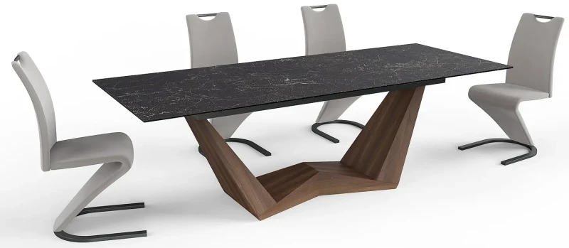 Stół rozkładany Bonucci Ceramic 200-250 cm czarny nero greco/orzech