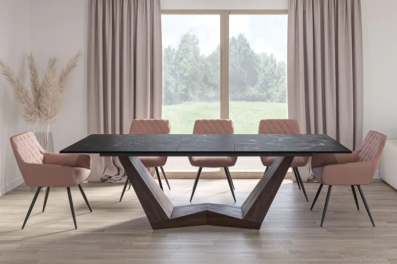 Stół rozkładany Bonucci Ceramic 200-250 cm czarny nero greco/orzech