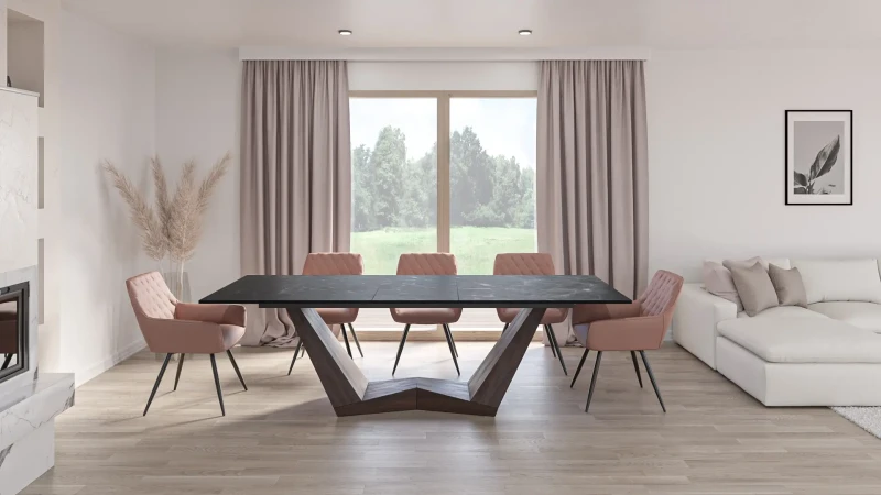 Stół rozkładany Bonucci Ceramic 200-250 cm czarny nero greco/orzech