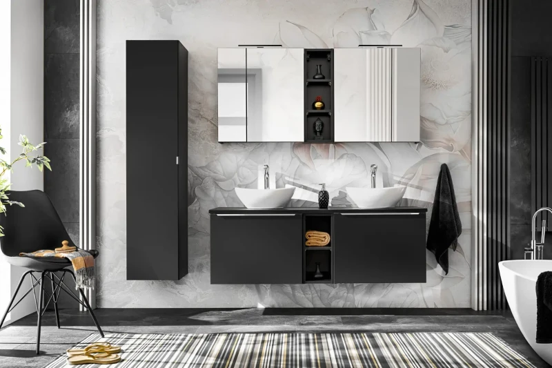 Szafka łazienkowa z lustrem 60 cm Santa Fe Black