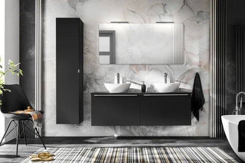 Szafka łazienkowa z lustrem 80 cm Santa Fe Black