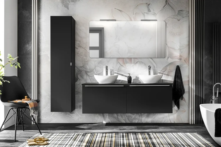 Szafka łazienkowa z lustrem 80 cm Santa Fe Black