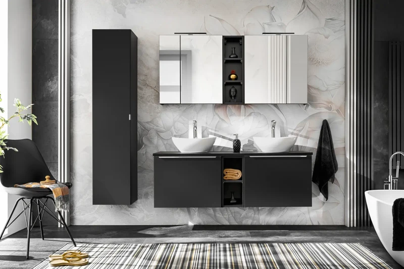 Szafka łazienkowa z lustrem 80 cm Santa Fe Black