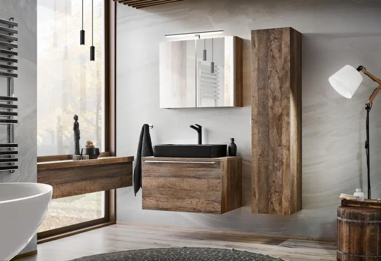 Szafka łazienkowa z lustrem 60 cm Santa Fe Oak