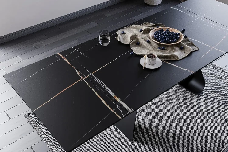Stół rozkładany Diuna Ceramic 160-240 cm czarny sahara noir/czarny mat