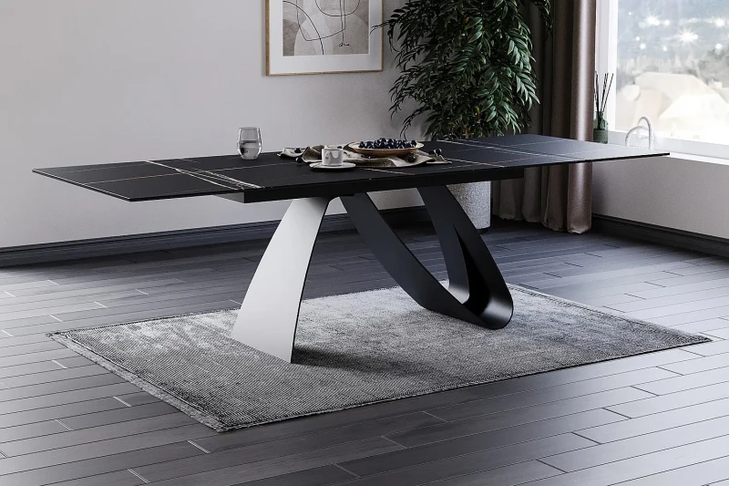 Stół rozkładany Diuna Ceramic 160-240 cm czarny sahara noir/czarny mat