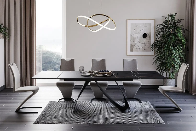 Stół rozkładany Diuna Ceramic 160-240 cm czarny sahara noir/czarny mat