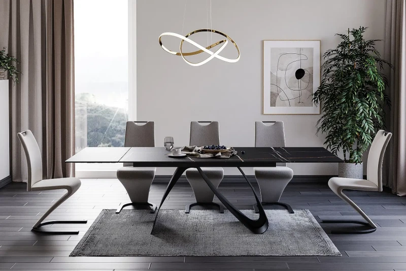 Stół rozkładany Diuna Ceramic 160-240 cm czarny sahara noir/czarny mat