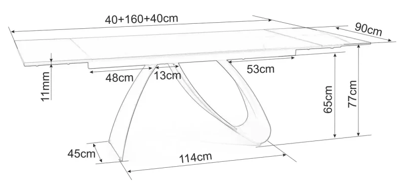 Stół rozkładany Diuna Ceramic 160-240 cm czarny sahara noir/czarny mat