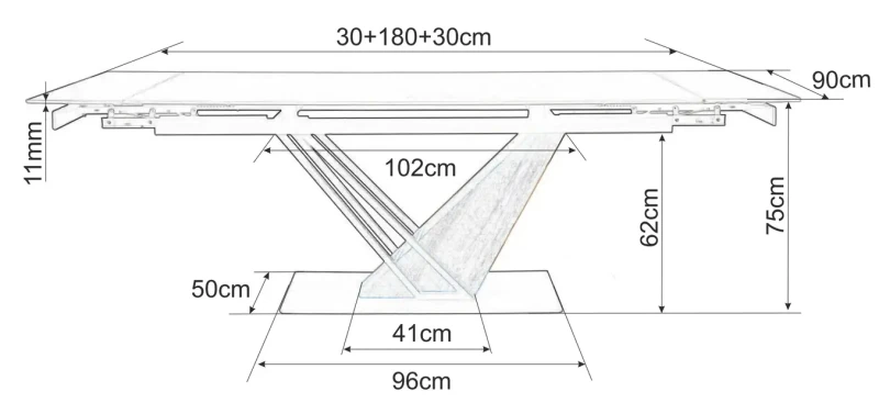 Stół rozkładany Genesis 180-240 cm czarny/jesion