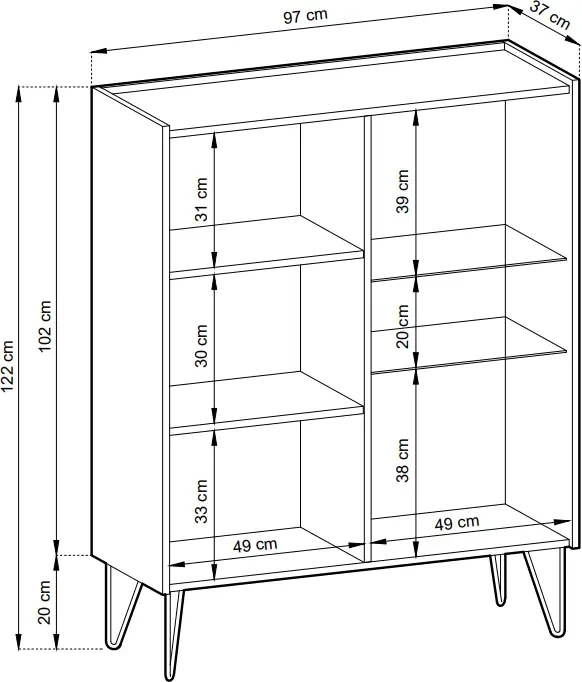 Witryna Harmony czarny grafit / marmur