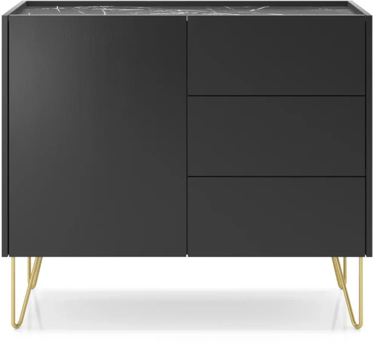 Komoda Harmony czarny grafit / marmur 97cm