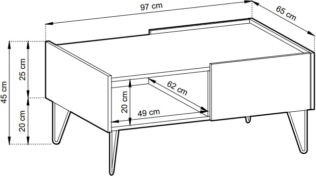 Stolik kawowy Harmony czarny grafit / marmur