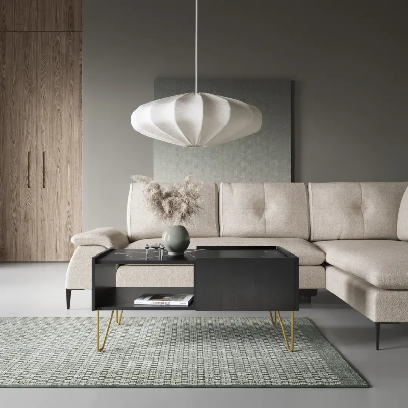 Stolik kawowy Harmony czarny grafit / marmur