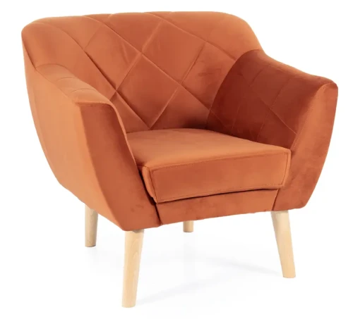 Fotel tapicerowany Karo 1 Velvet buk - cynamon Bluvel 4215