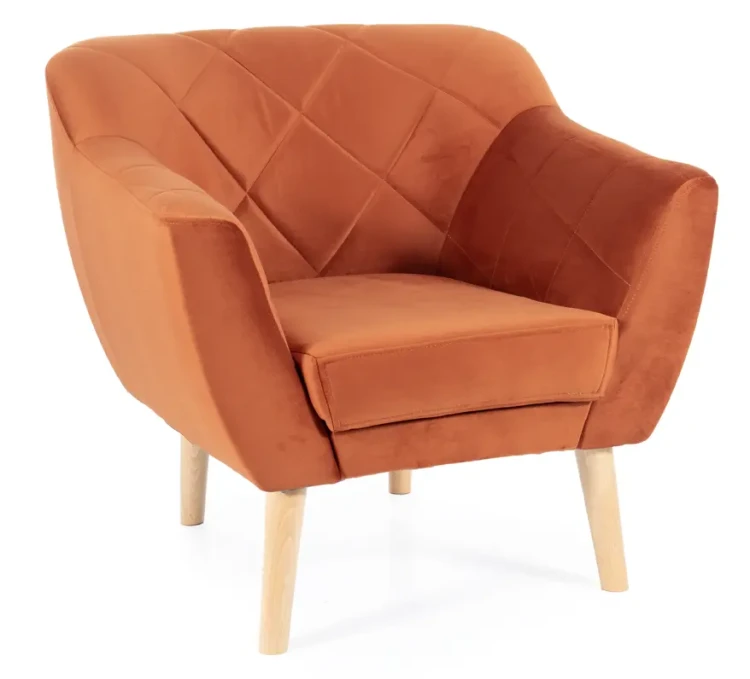 Fotel tapicerowany Karo 1 Velvet buk - cynamon Bluvel 4215