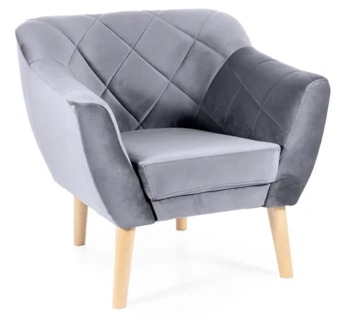 Fotel tapicerowany Karo 1 Velvet buk - szary Bluvel 14