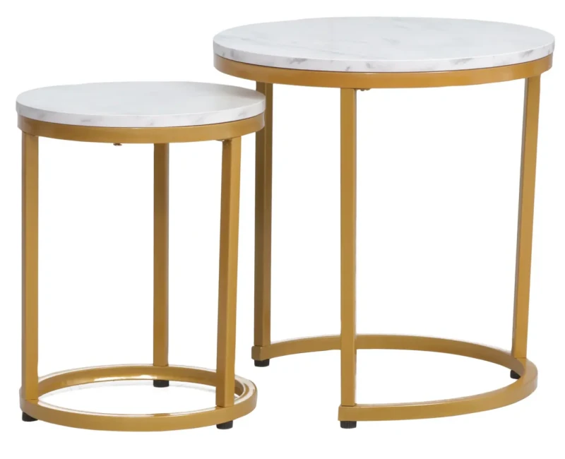 Zestaw stolików Hola biały efekt marmuru/złoty