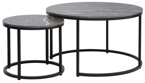 Zestaw stolików Dion czarny efekt marmuru/czarny