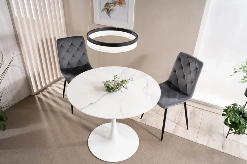 Stół Espero biały efekt marmuru/biały 90 cm